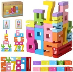 20Pcs Wooden Number Building Blocks,Montessori Number Block Math Learning Toy…