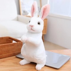 Cute White Bunny Rabbit Plush Toy 8” Stuffed Animal Soft Fluffy Gift For Kids