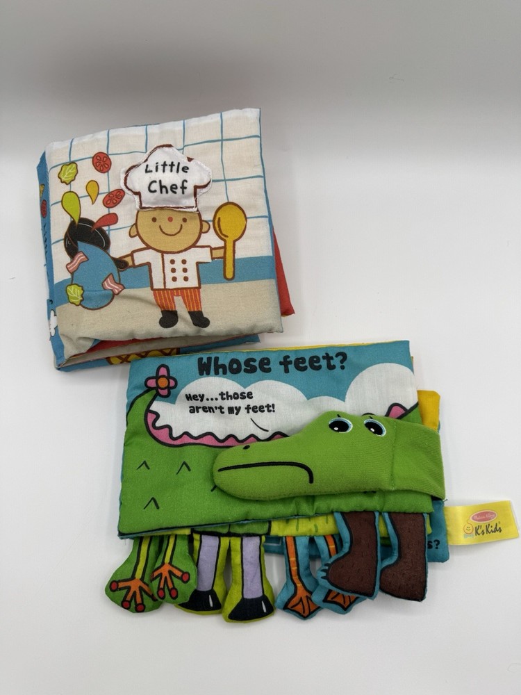 Melissa & Doug Little Chef & Whose Feet Baby Crinkly Lift Flap Books Lot Of 2