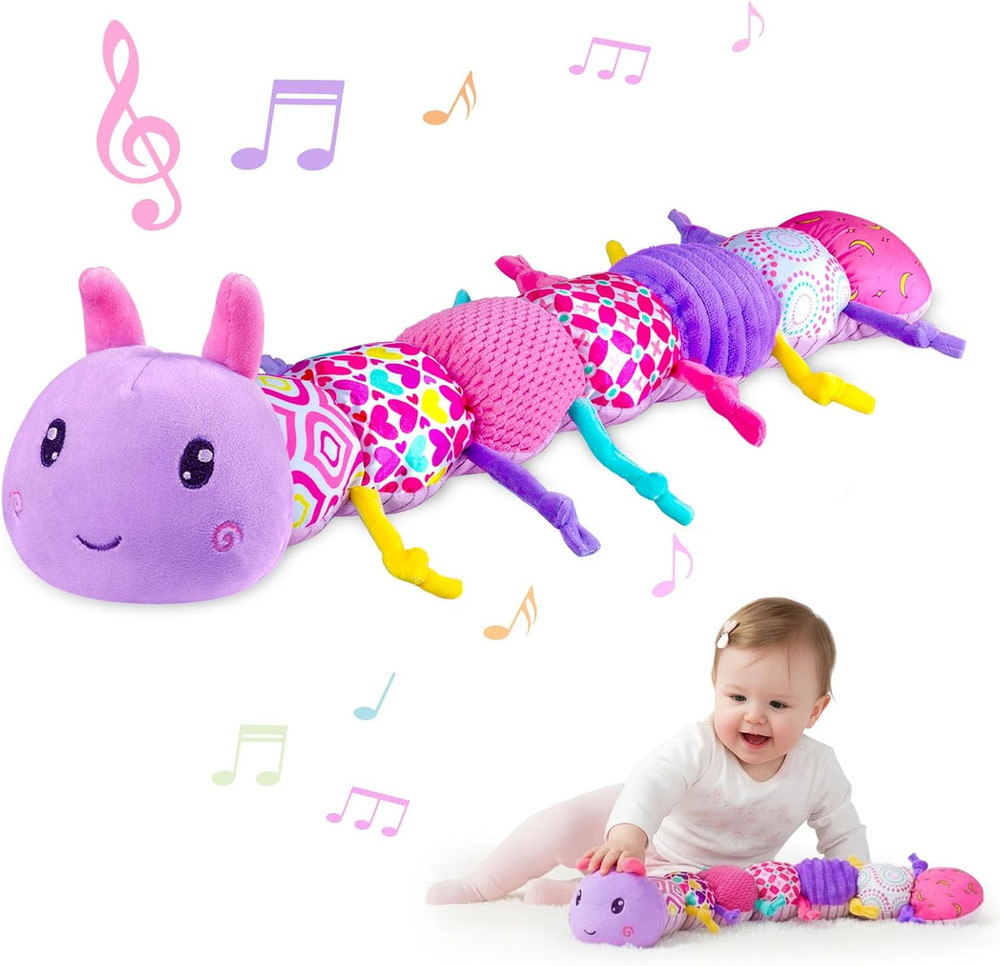 Baby Infant Musical Stuffed Animal Soft Toy with Multi-Sensory Crinkle, Rattle