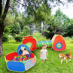 5PCS Pop Up Play Tents Ball Pit &Crawl Tunnels Basketball Set Kids Easy To Carry