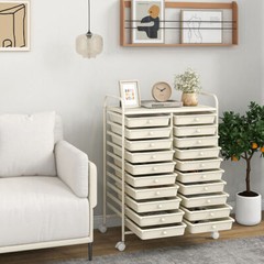 20 Drawers Rolling Storage Cart Studio Organizer-Beige – Color: Beige