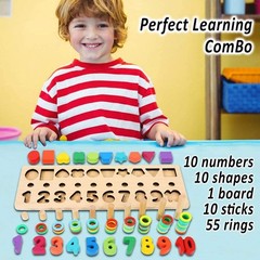 Montessori Educational Wooden Toy Set – 86-Piece Shape & Number Puzzles for Kids