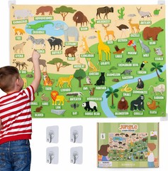 BONNYCO Felt Board for Toddlers with 116 Jungle Animals Figures. Montessori and