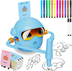 Drawing Robot Toy for Kids with 100 Word Cards & 12 Color Pens Voice Interactive