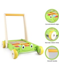 New — Jamohom Wooden Frog Baby Learning Walker Activity Center Toy with Blocks