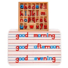 Montessori Wooden Movable Alphabet Set with Box & Mat – Preschool Spelling Toys