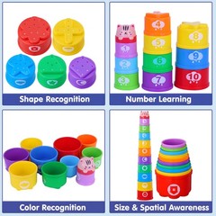 Baby Stacking Cups, Nesting Stacking Toys for Toddlers 1-3 Montessori Toys fo…