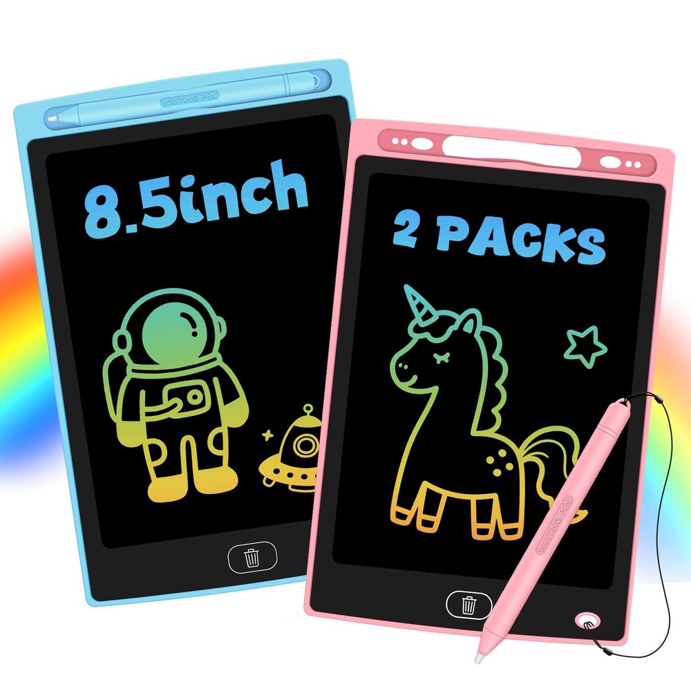 Glochin 2 Pack LCD Writing Tablet for Kids, Erasable and Reusable Toddler Doo…