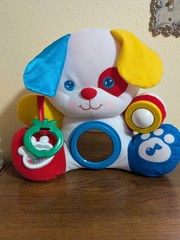 VTG Fisher-Price Discovery Puppy white Primary Colors 1992 Ball Rattle Mirror