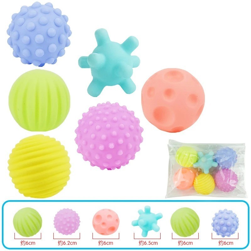 6Pcs Textured Multi Ball Set Develop Tactile Senses Toy Baby Touch Hand Ball Toy