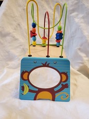 Animal Themed Wooden Activity Cube With Bead Maze, 5 In 1 Activity Cube