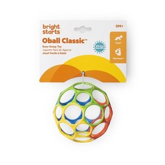 Bright Starts Oball Easy Grasp Classic 1 Count (Pack of 1), Yellow/Red/Blue