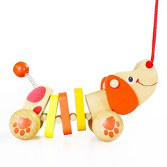 Natural Wood Puppy Dog Pull Toy, Classic Fun for Young Children and Toddlers