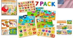 Alphabet Numbers Fruits Animals Wooden Puzzles
