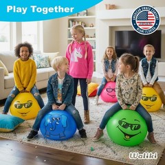 Kids 18″ Red Hopper Ball – Plush Jumping Toy for Ages 3-6 with Easy Inflate Pump