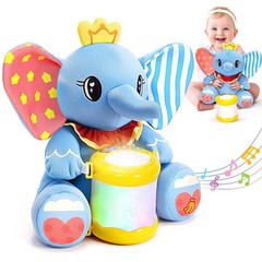 Musical Elephant Baby Toy Light Up Drum Early Learning Gift for Toddlers