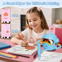 Drawing Robot Toy for Kids with 100 Word Cards & 12 Color Pens Voice Interactive