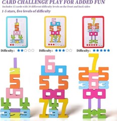 20PCS Wooden Number Building Blocks, Montessori Toys Math Learning Toys for K…
