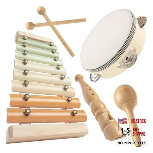4-Piece Kids Musical Instruments Set – Safe Non-Toxic Montessori Toys for