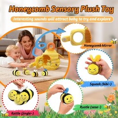 Baby Toys Soft Baby Beehive with 5 Sensory Bees 6-12 Months – Rattle, Crink Mirr