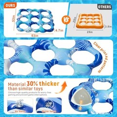 Inflatable Tic Tac Toe Pool Toys, Fun Swimming Pool Game, Floating Water Blue