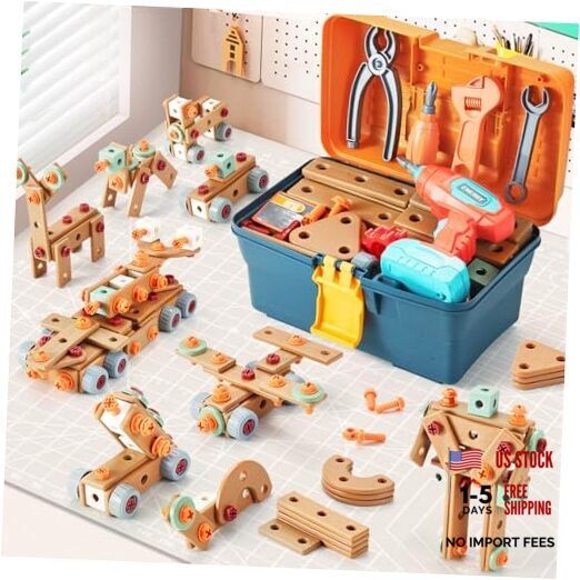 Kids Tool Set with Drill, 148 PCS STEM Building Tools with Storage Box