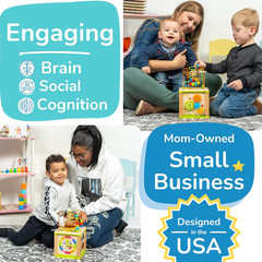 Wooden Kids Baby Activity Cube – Boys Gift Set | One 1, 2 Year Old Boy Gifts Toy