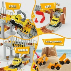 176pcs Flexible Race Train Track Toy Set with Construction Crane Toys for Kids