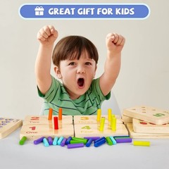 Wooden Montessori Number Blocks for Toddlers, Counting Peg Board for Kids Age…