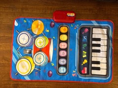 Toddler Music Mat 2-in-1 Piano Drum Blue 19×31 Foldable Interactive Toy