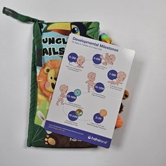 Baby Cloth Book Safari Theme Jungly Tails Crinkle Sensory Squeek Toy Hahaland