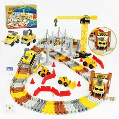 176pcs Flexible Race Train Track Toy Set with Construction Crane Toys for Kids