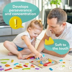 Toddler Wooden Learning Puzzle Montessori Toys Educational Rainbow Blocks Board