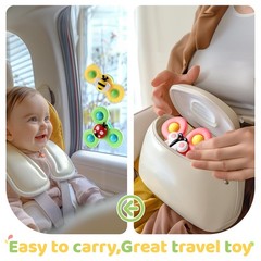 ALASOU 3PCS Suction Cup Spinner Toys for 1 Year Old Boy Small, Multicolor