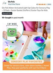 Glo Pals Water-Activated Light-Up Cubes for Sensory Play – 12 Pack NEW