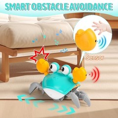 Crawling Baby Toy, Dancing Walking Tummy Time Toys for Infant 3-12 Crab Green