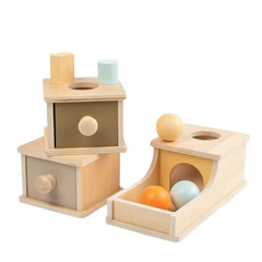 Wooden Coin Box Montessori Baby Learning Toy Drawer Game Ball Box