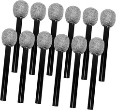 12-Pack Silver Toy Microphones for Kids – Pretend Play Microphone Party Favors f