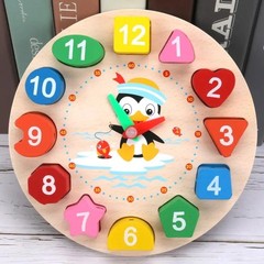 Children New Wooden Clock Puzzle Sorting Toddler Kid Educational Gifts Toy