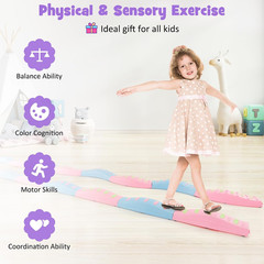 Montessori Balance Beam & Textured Stepping Stones – 20PCS Sensory Play Set