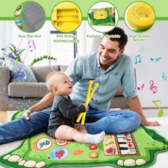 3-in-1 Dinosaur Musical Mat, Piano Drum Play Mat Gifts for 1 2 3 Year Old Gir…