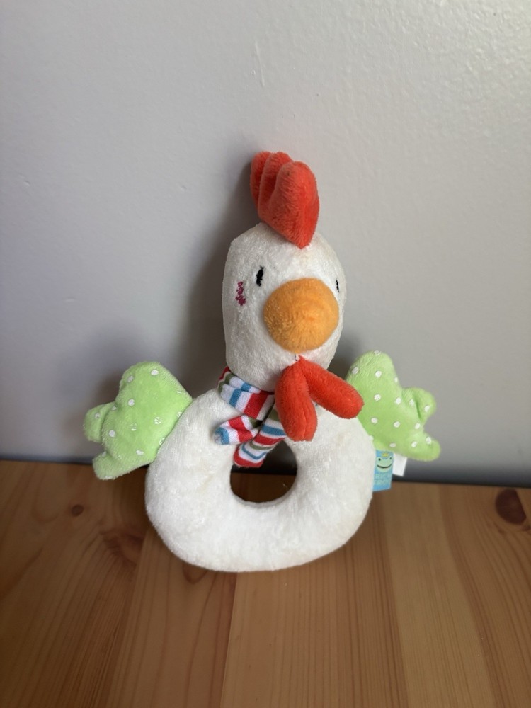 Rich Frog Plush Baby Ring Rattle Chicken Farm Chick Soft Easy Grasp