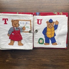 ABC Bear Alphabet Cloth Book Occupations Soft Washable Baby Toddler Handmade