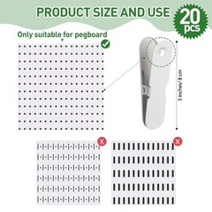 CroBlissful 20 Pcs Pegboard Accessories Clips Pegboard Clips Metal Accessorie…