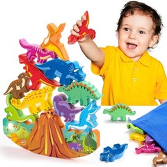 Dinosaur Blocks Wooden Stacking Montessori Toy for Kids Learning Educational