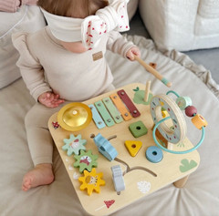 Wooden Baby Activity Table Bead Maze Xylophone Shape Sorter Learning Toy