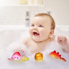 Light Up Bath Toys,6 Packs Floating Dinosaur Bathtub Toys for Small