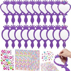 Geetery 20 Pcs Unbreakable Kids Mirror DIY Decorate Your Own Princess Mirror Mer