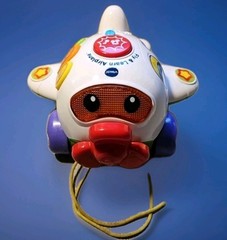 VTech Fly and Learn Airplane Toddler Toy Pull Toy Music Lights Sounds EUC Tested